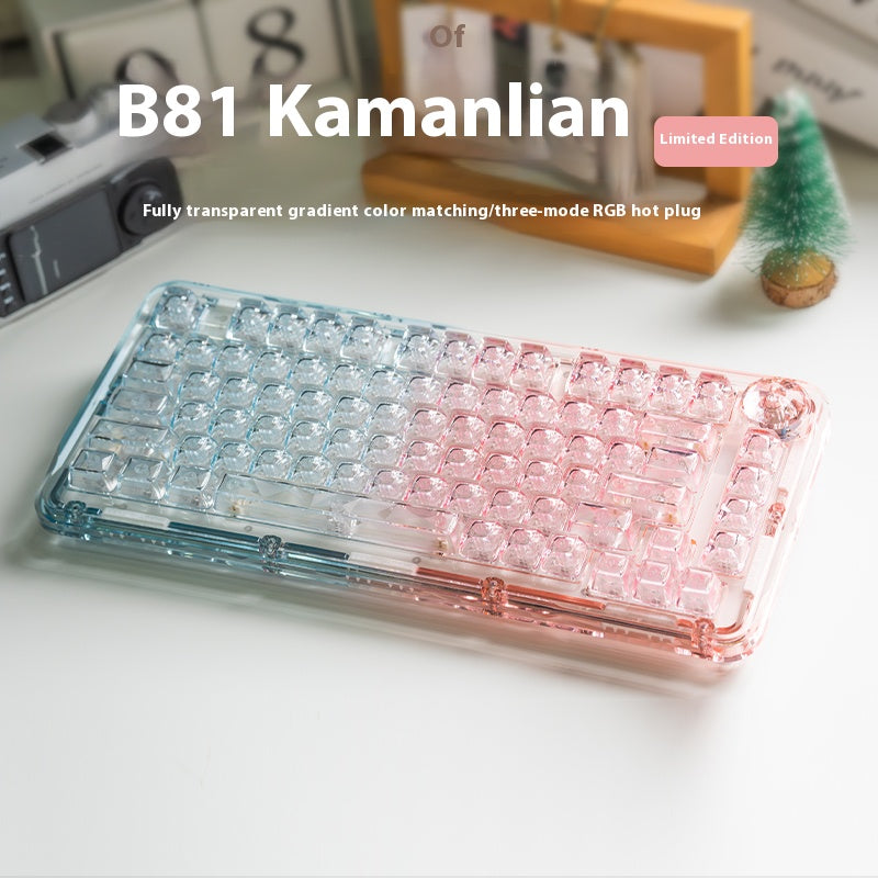 Tri-mode Silent Gradient Transparent B81 Mechanical Keyboard