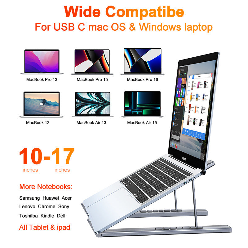 Laptop Docking Station Stand 7-in-1 USB-C Hub & Foldable Stand