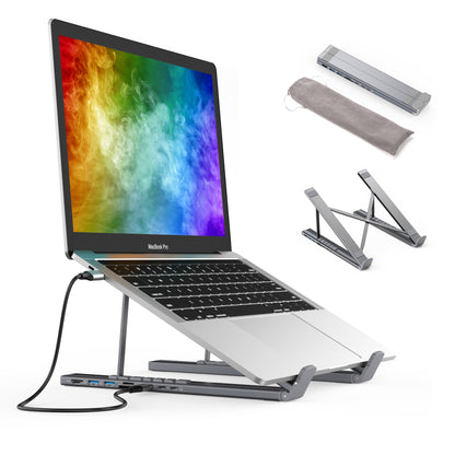 Laptop Docking Station Stand 7-in-1 USB-C Hub & Foldable Stand