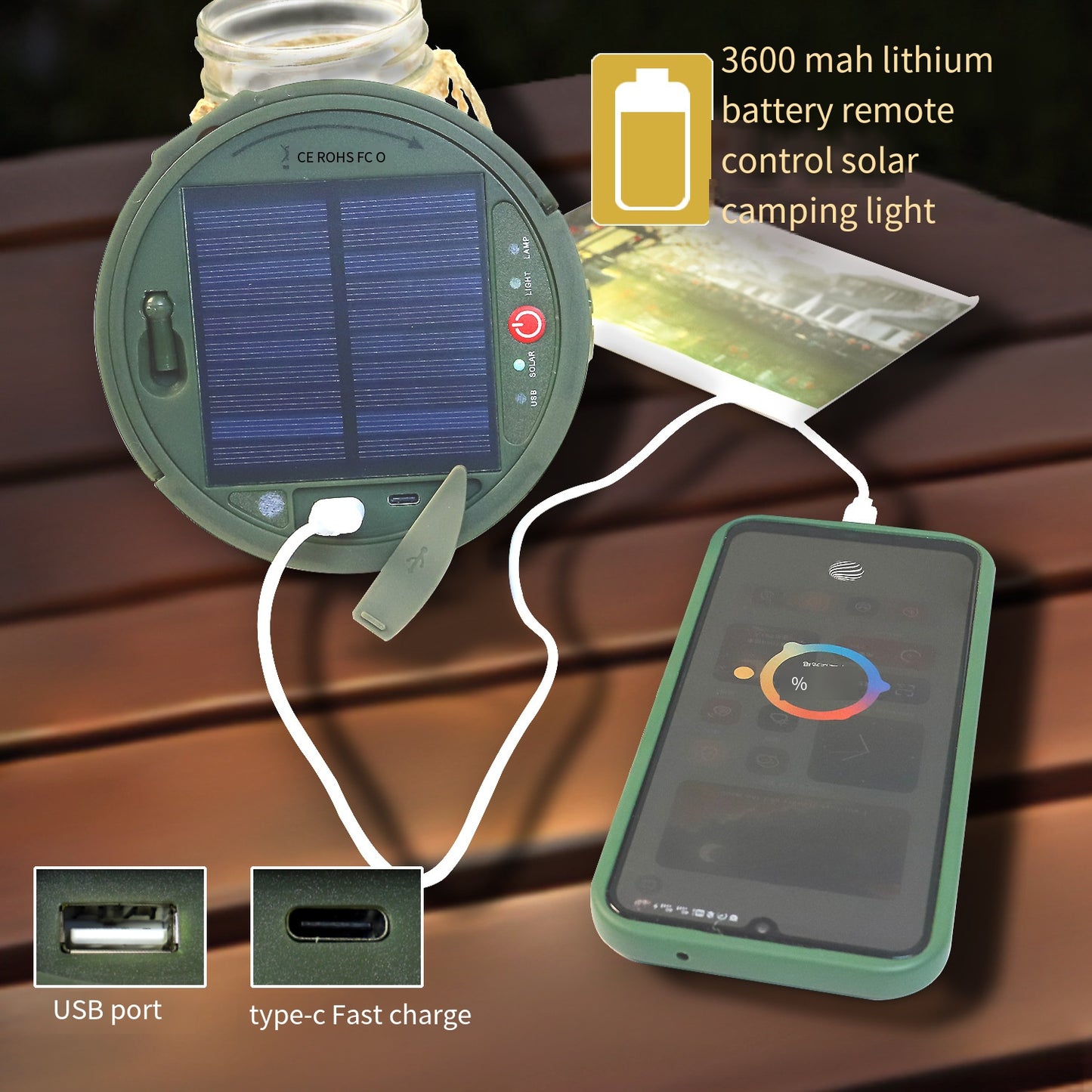 New Solar Outdoor Camping Light with Tape Measure Storage