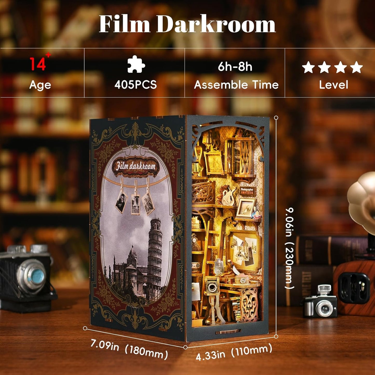 DIY Book Nook Kit 3D Wooden Puzzle（Film Darkroom）