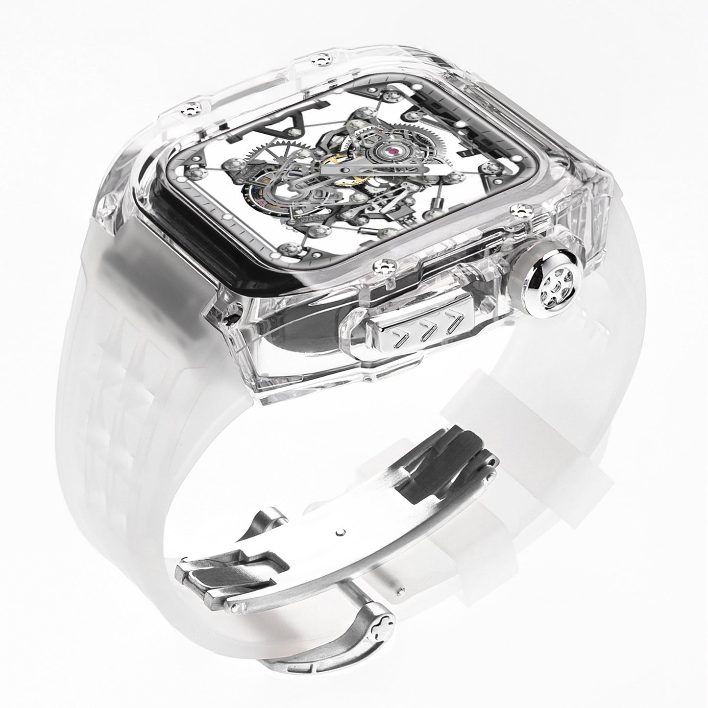 High-Transparency Modified Case with Integrated Richard Mille Style Strap for Apple Watch