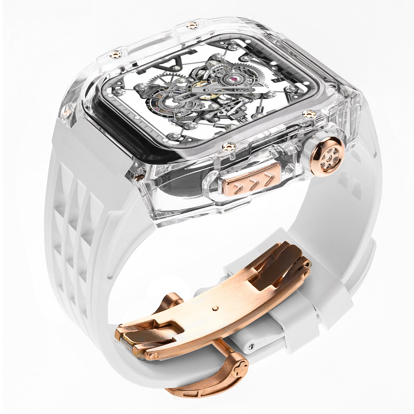 High-Transparency Modified Case with Integrated Richard Mille Style Strap for Apple Watch