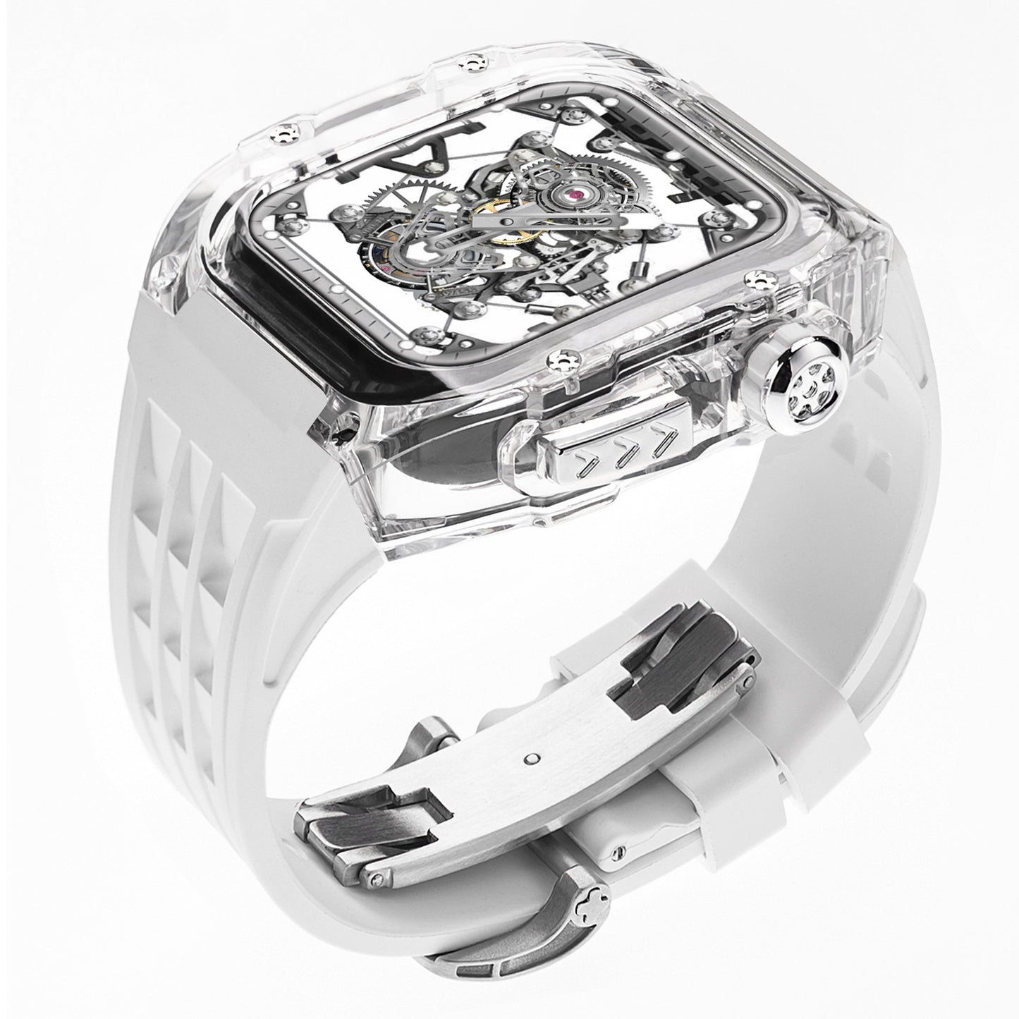 High-Transparency Modified Case with Integrated Richard Mille Style Strap for Apple Watch