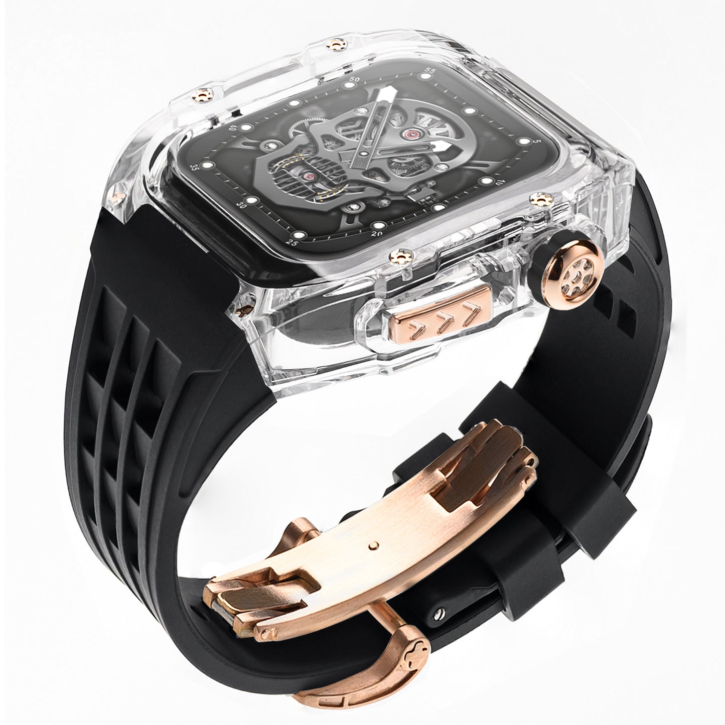 High-Transparency Modified Case with Integrated Richard Mille Style Strap for Apple Watch