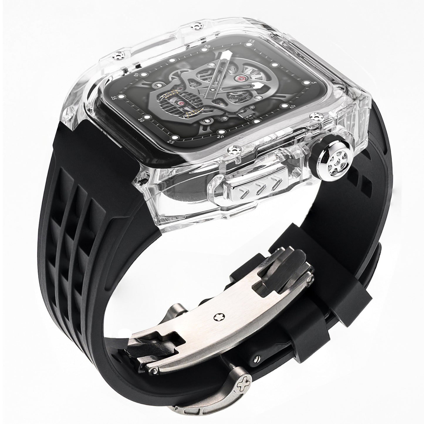 High-Transparency Modified Case with Integrated Richard Mille Style Strap for Apple Watch