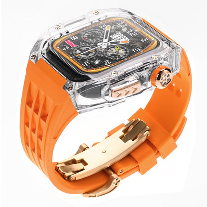 High-Transparency Modified Case with Integrated Richard Mille Style Strap for Apple Watch