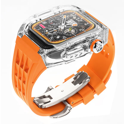 High-Transparency Modified Case with Integrated Richard Mille Style Strap for Apple Watch