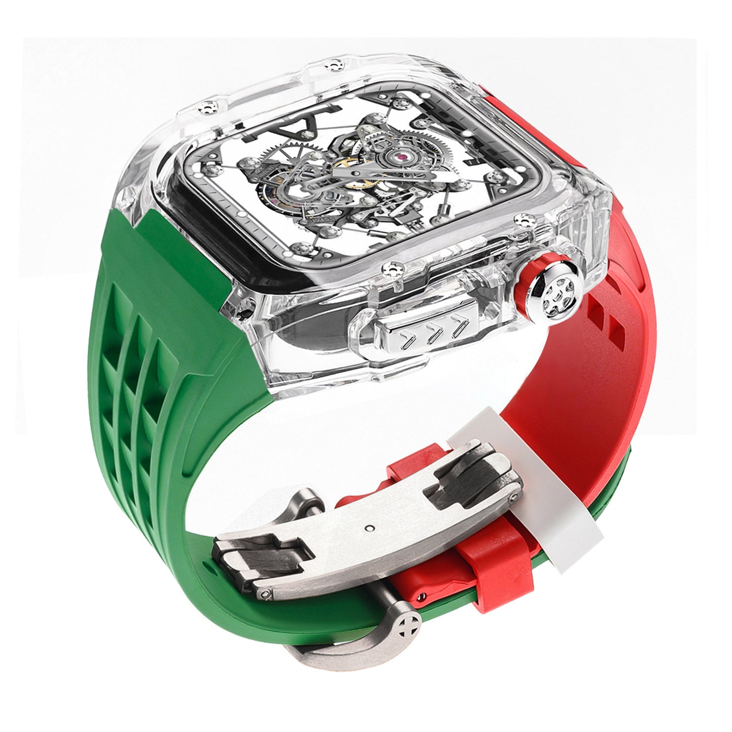 High-Transparency Modified Case with Integrated Richard Mille Style Strap for Apple Watch