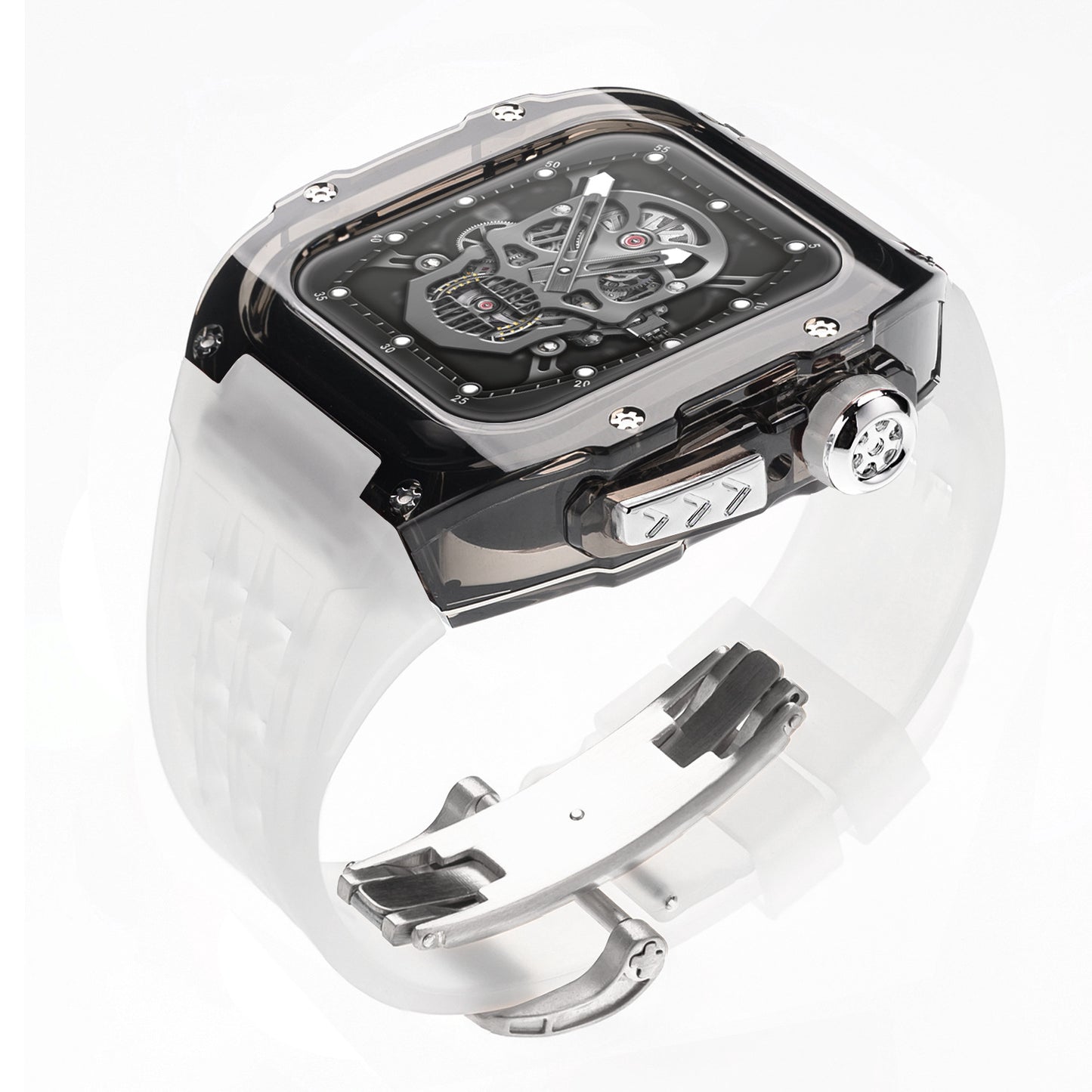 High-Transparency Modified Case with Integrated Richard Mille Style Strap for Apple Watch