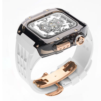 High-Transparency Modified Case with Integrated Richard Mille Style Strap for Apple Watch