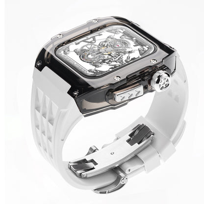 High-Transparency Modified Case with Integrated Richard Mille Style Strap for Apple Watch