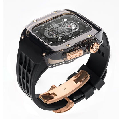 High-Transparency Modified Case with Integrated Richard Mille Style Strap for Apple Watch