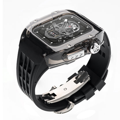 High-Transparency Modified Case with Integrated Richard Mille Style Strap for Apple Watch