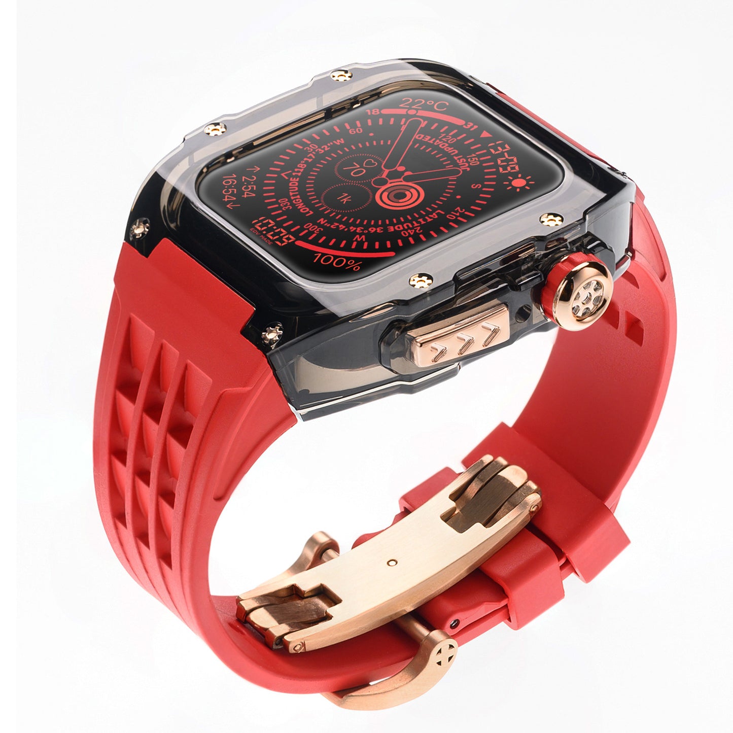 High-Transparency Modified Case with Integrated Richard Mille Style Strap for Apple Watch