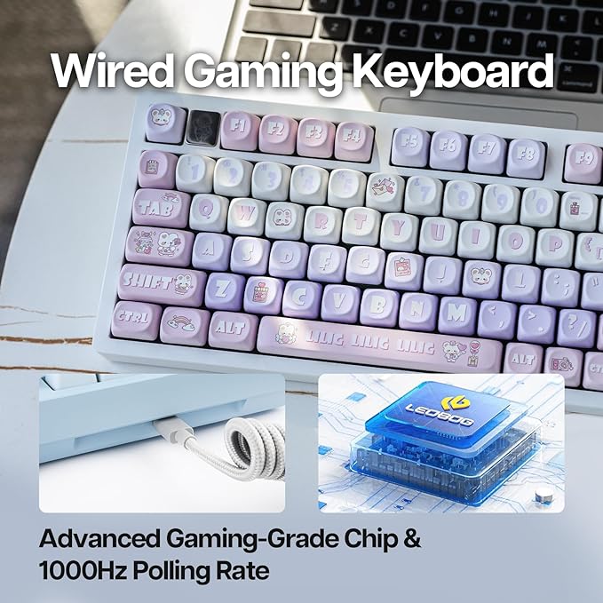 75% 81 keys Gasket-Mounted Wired Mechanical Keyboard with knob