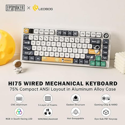 75% 81 keys Gasket-Mounted Wired Mechanical Keyboard with knob