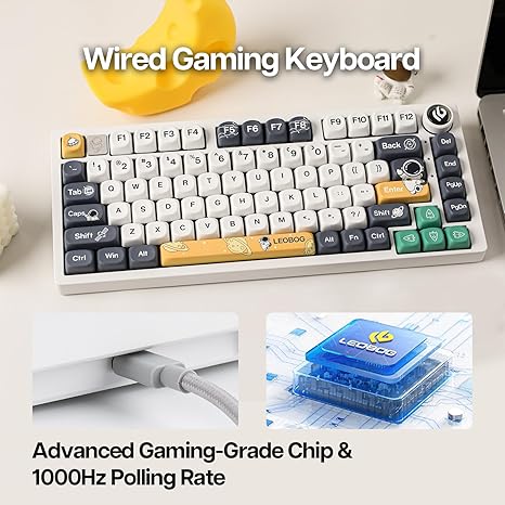 75% 81 keys Gasket-Mounted Wired Mechanical Keyboard with knob