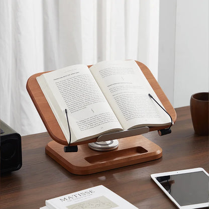 Rotating Lifting Black Walnut Aluminum Alloy Reading Bookshelf Notebook Stand