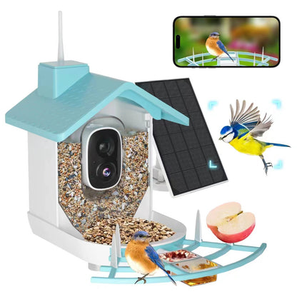 Smart Outdoor Waterproof Solar-Powered Video Bird Feeder with Bird Identification