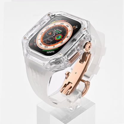 High-Transparency Modified Case with Integrated Richard Mille Style Strap for Apple Watch