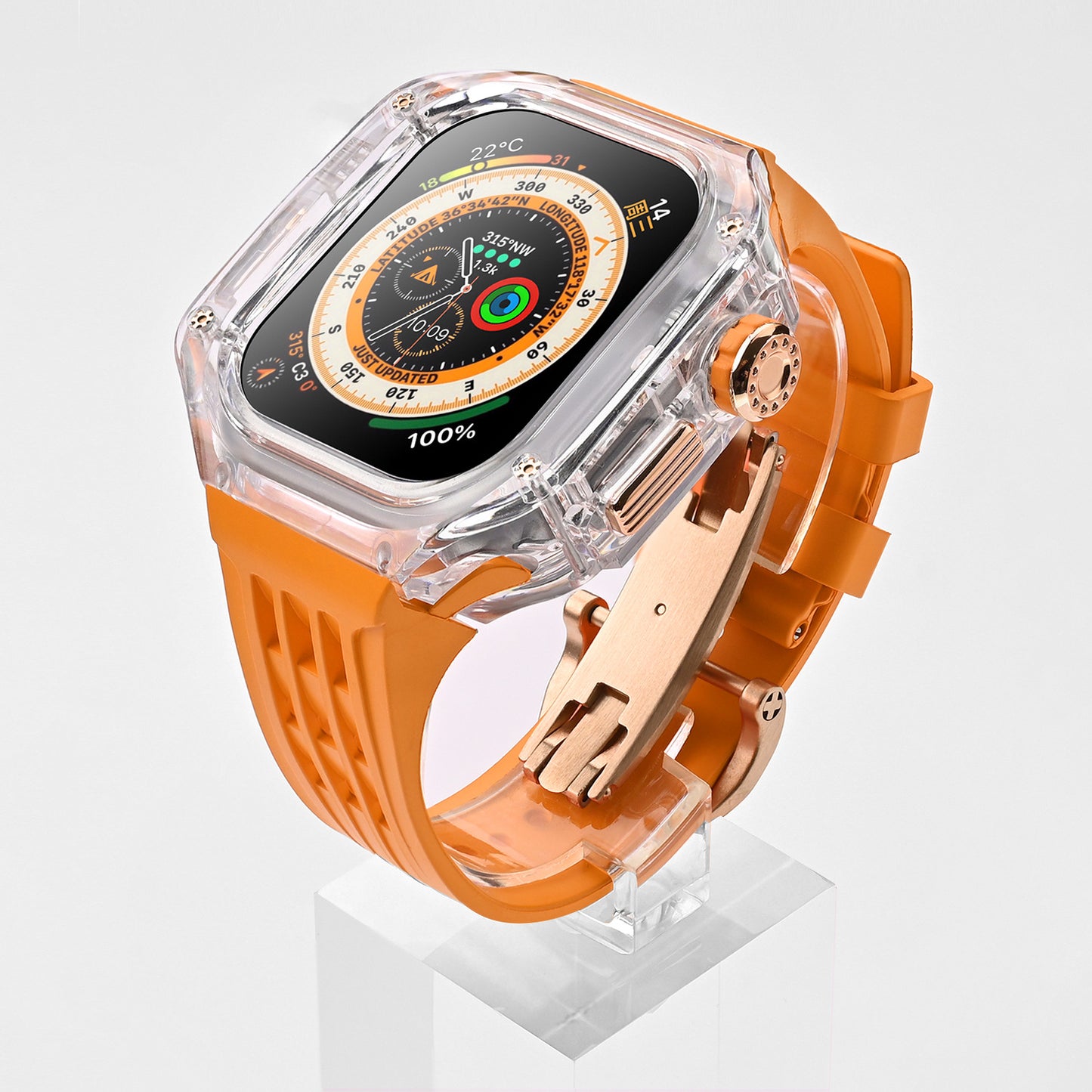 High-Transparency Modified Case with Integrated Richard Mille Style Strap for Apple Watch