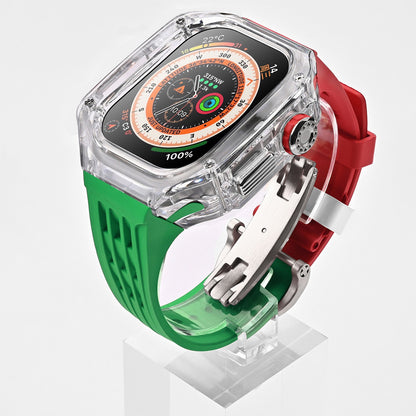 High-Transparency Modified Case with Integrated Richard Mille Style Strap for Apple Watch