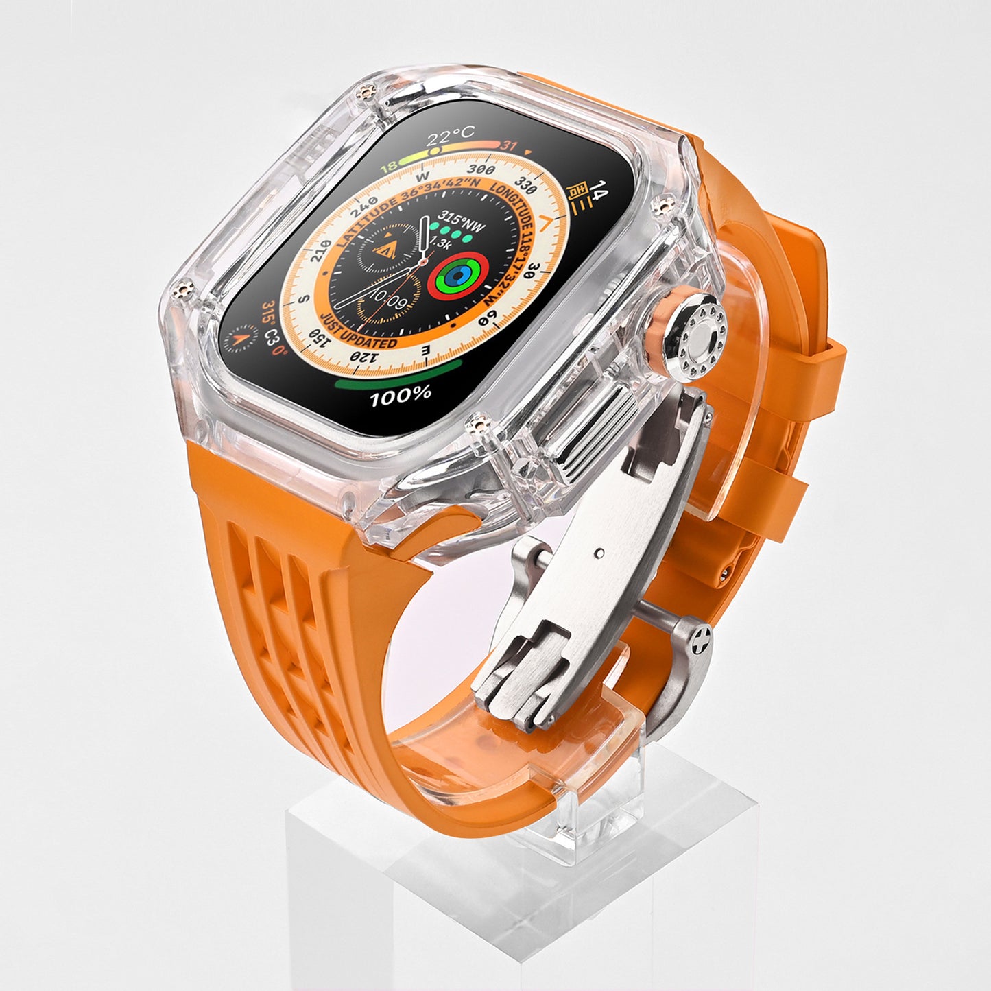 High-Transparency Modified Case with Integrated Richard Mille Style Strap for Apple Watch