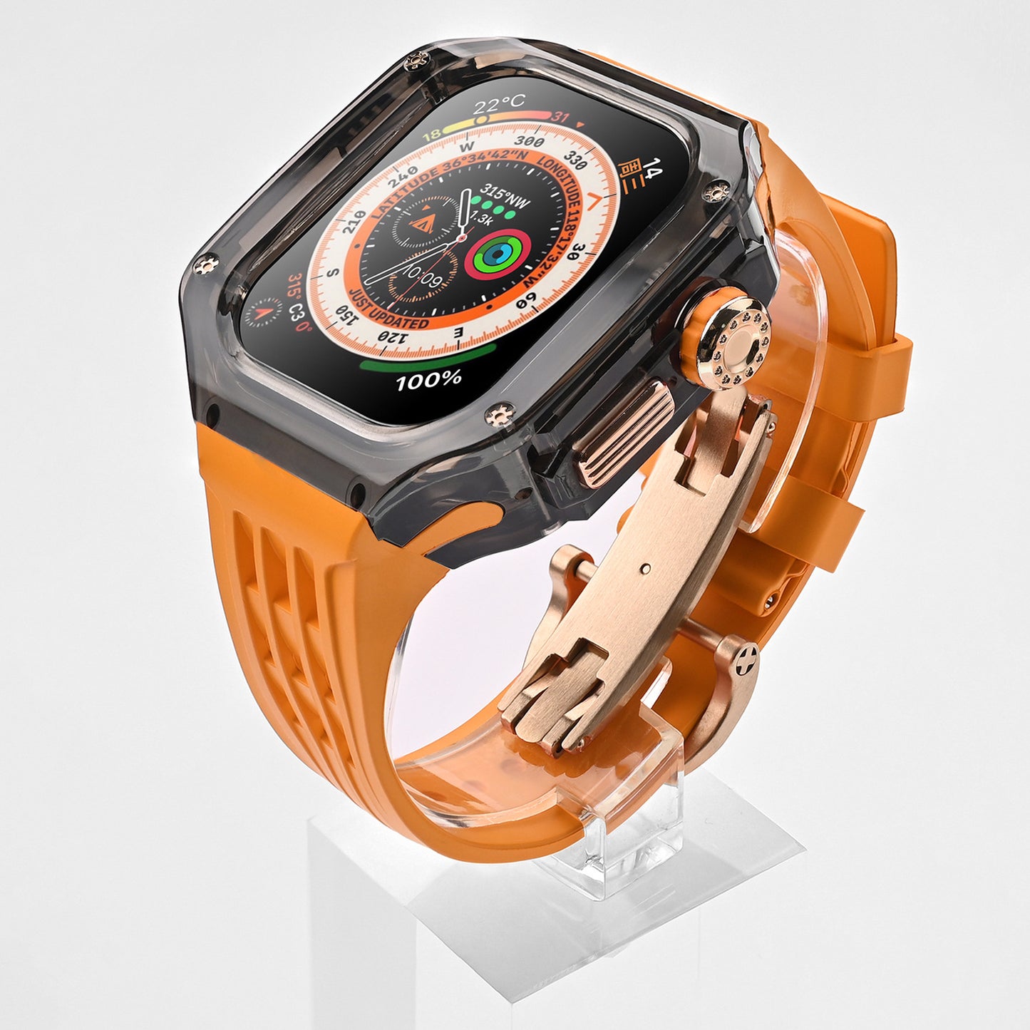 High-Transparency Modified Case with Integrated Richard Mille Style Strap for Apple Watch