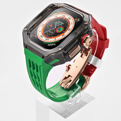 High-Transparency Modified Case with Integrated Richard Mille Style Strap for Apple Watch