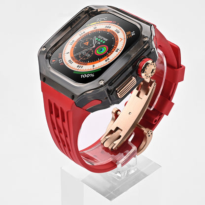 High-Transparency Modified Case with Integrated Richard Mille Style Strap for Apple Watch