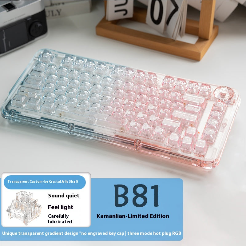 Tri-mode Silent Gradient Transparent B81 Mechanical Keyboard