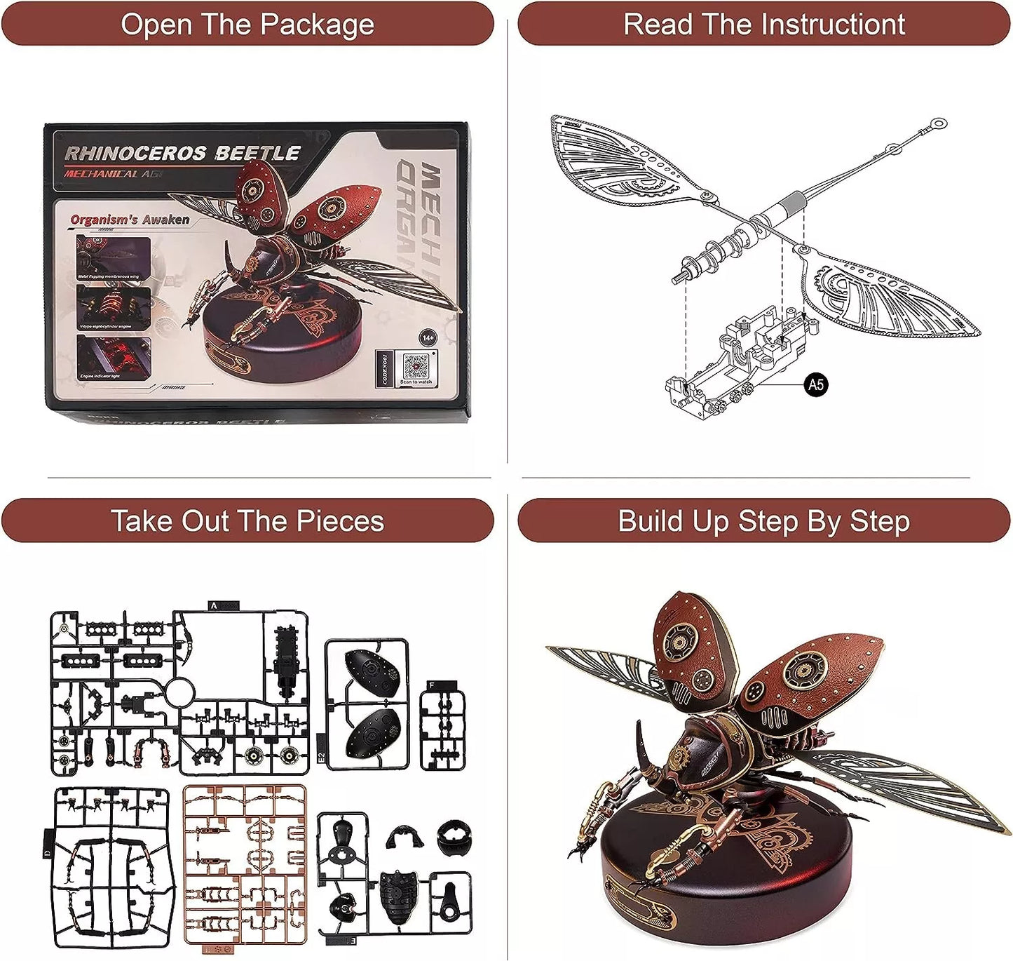 3D Metal Puzzle Model Kits Rhinoceros Beetle Model Building Kits Adult Toy